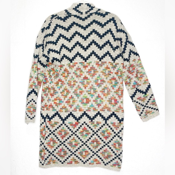 Debut Aztec Print Long Cardigan Duster Size Medium Style C10080 Soft - Picture 2 of 6